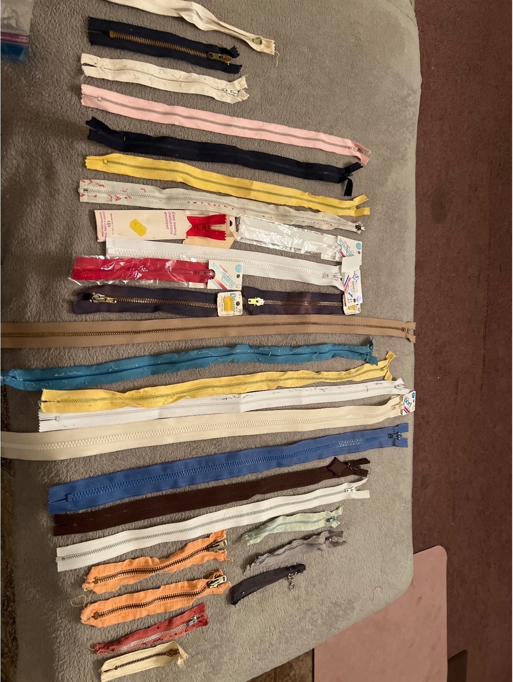 Vintage Mixed Lot of Various Colored Zippers for Sewing and Crafting